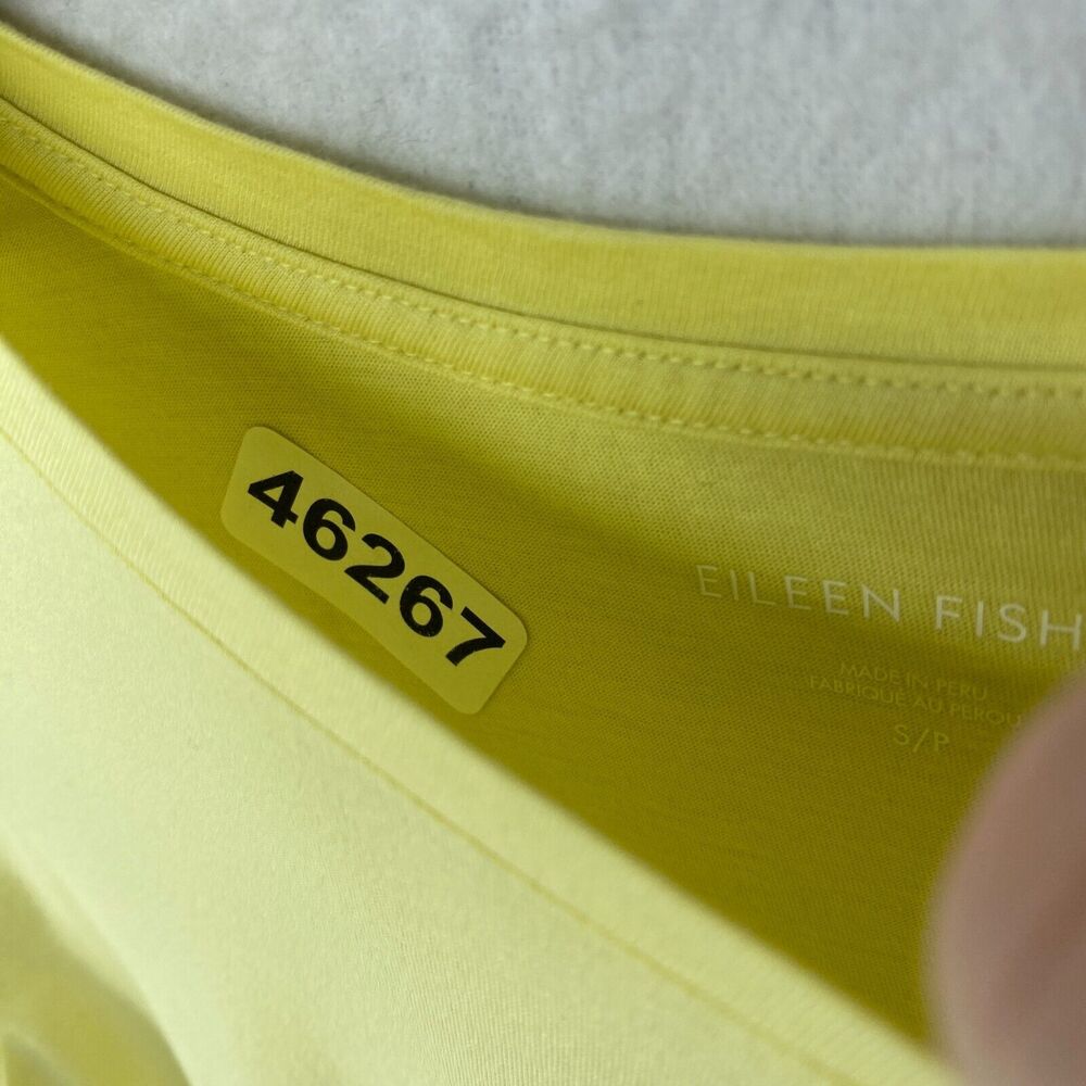 EILEEN FISHER Top S Organic Cotton Jersey Crewneck Short Sleeve Yellow - Picture 13 of 13
